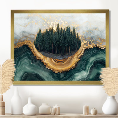 Forêt de pins, paysage sur émeraude horizon II - forêt, art mural sur toile