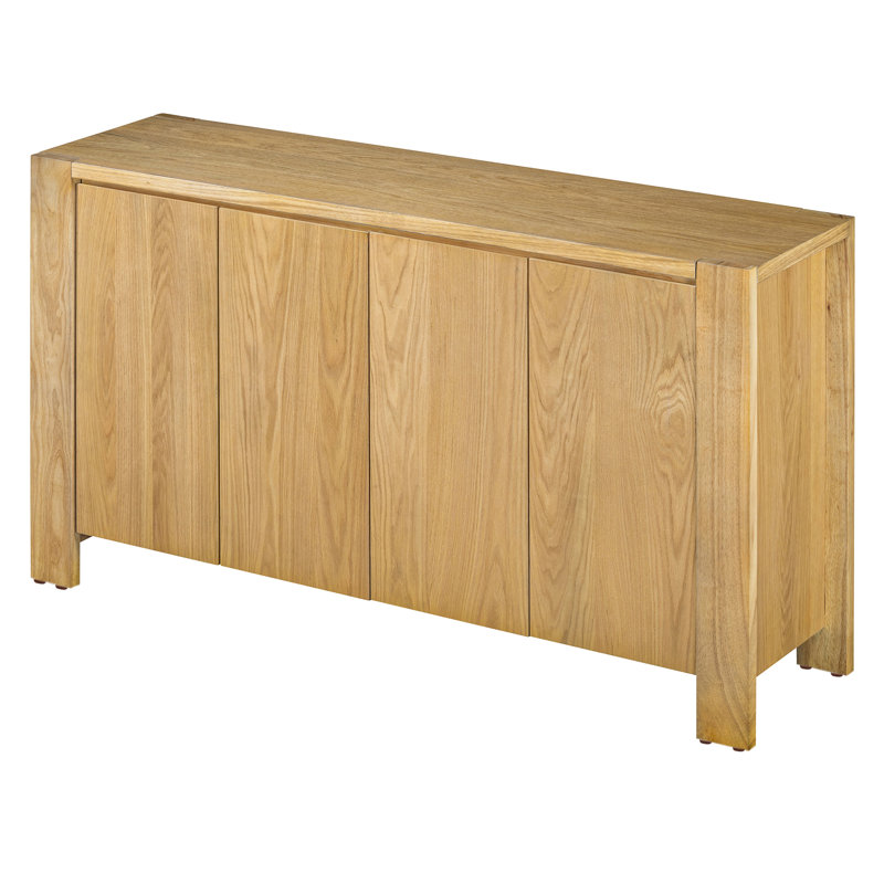 Buffet rétro en bois avec 4 portes, tablettes réglables et rangement spacieux pour la salle à manger, la cuisine et le salon