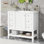 Meuble-lavabo 36 po avec lavabo, une armoire et trois tiroirs, panneau de bois massif et panneau de fibres à densité moyenne, blanc