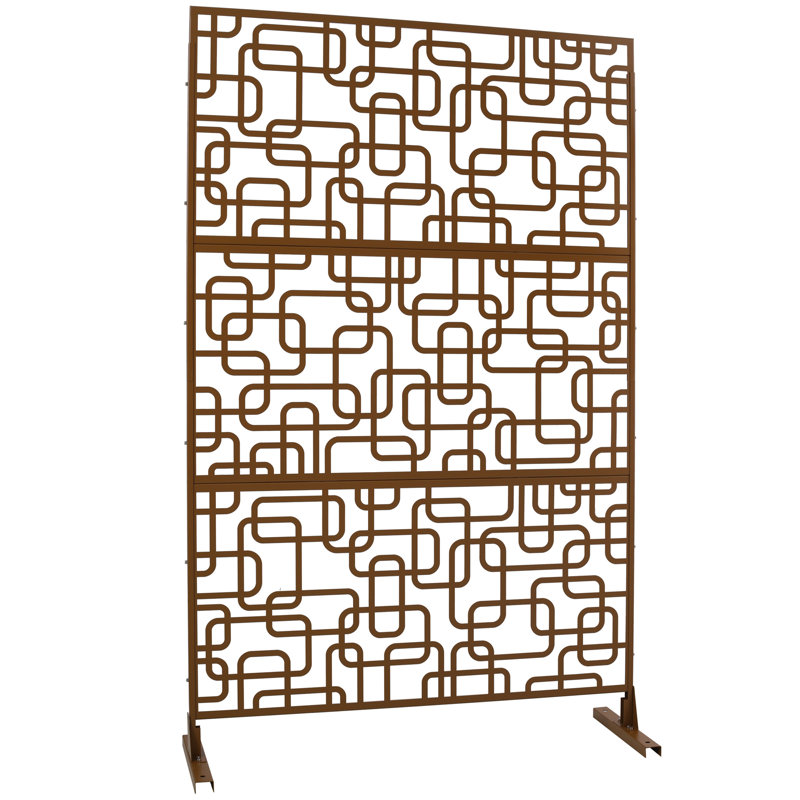 Outdoor & Indoor Privacy Screen Metal Privacy Screen 76" H×48" W, Brown
