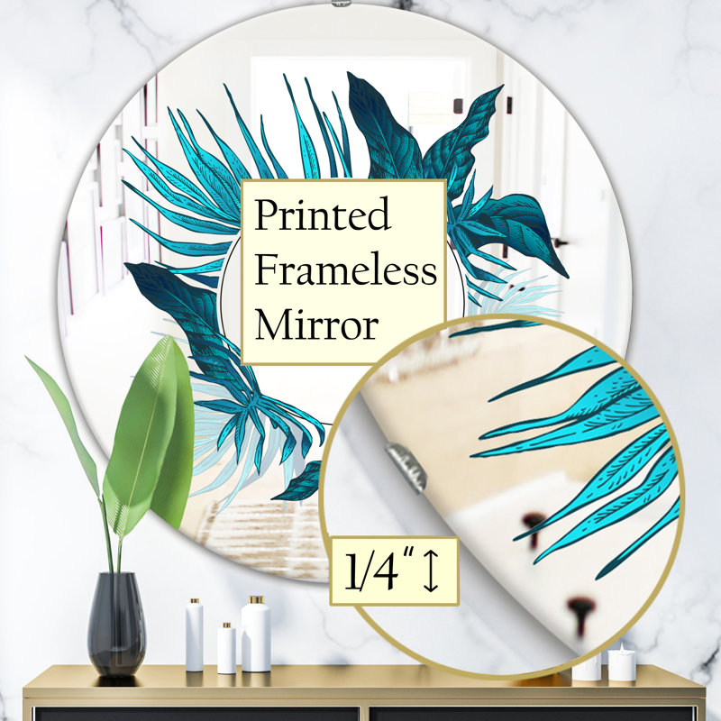 Miroir d'appoint tropical, H 23,6 po x l 23,6 po, Bleu