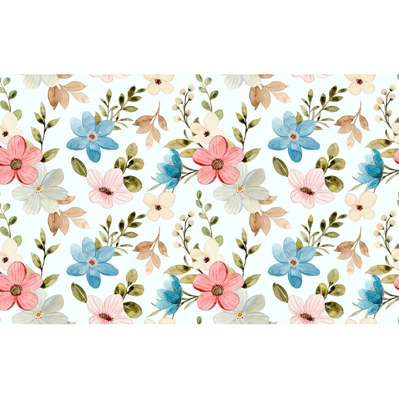 Murale pelez et collez de qualité supérieure - Motif floral, L 96 po x l 120 po