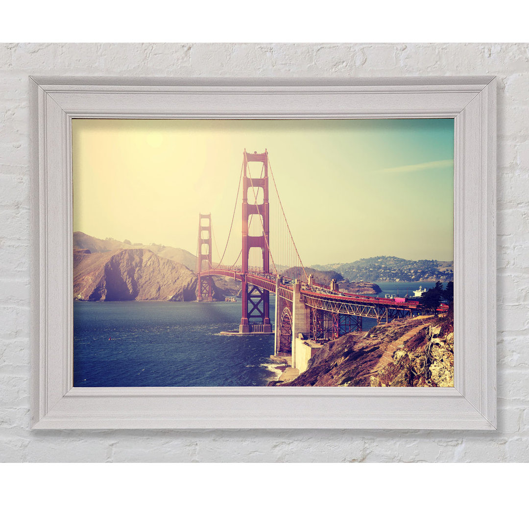 Golden Gate Bridge Retro Gerahmter Druck