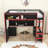 Modern Loft Bed with Built-in Desk, Pegboard Organizer, LED Lighting and Storage Shelves-715236154-715236148