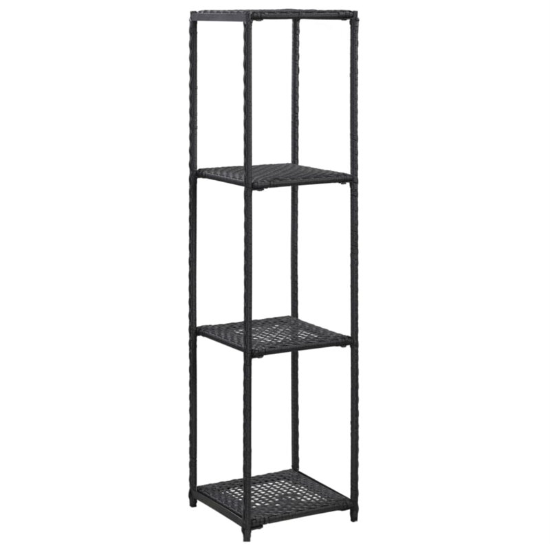 Bookshelf Storage Shelf Open Shelf Bookcase Household Shelf Poly Rattan, 11.8" x 11.8" x 47.2"