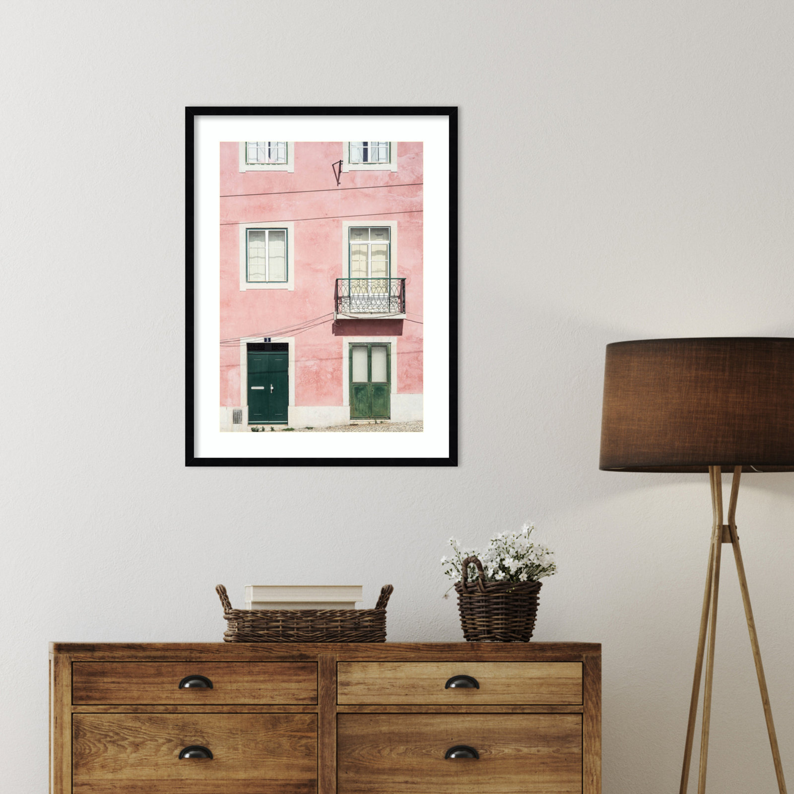 Daisey "Pink Parade" Print, Black, 33" H x 25" W