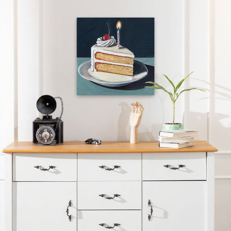 Birthday Slice With Cherry Contemporary Art, 18" H x 18" W