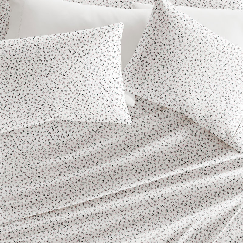 Full Size Pale Mauve Floral Microfiber Sheet Set