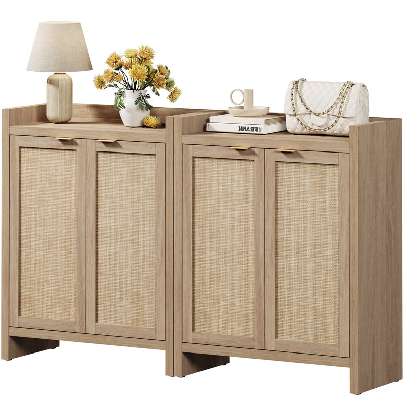 24-Pair Shoe Storage Cabinet, Light Oak