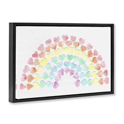 Toile flottante encadrée «Rainbow of Hearts» par Connie Resch