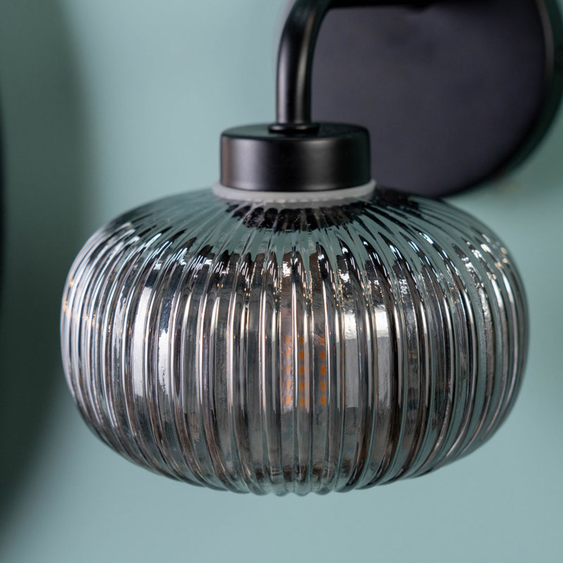 Redvers Glass Armed Sconce, Matte Black, Yes