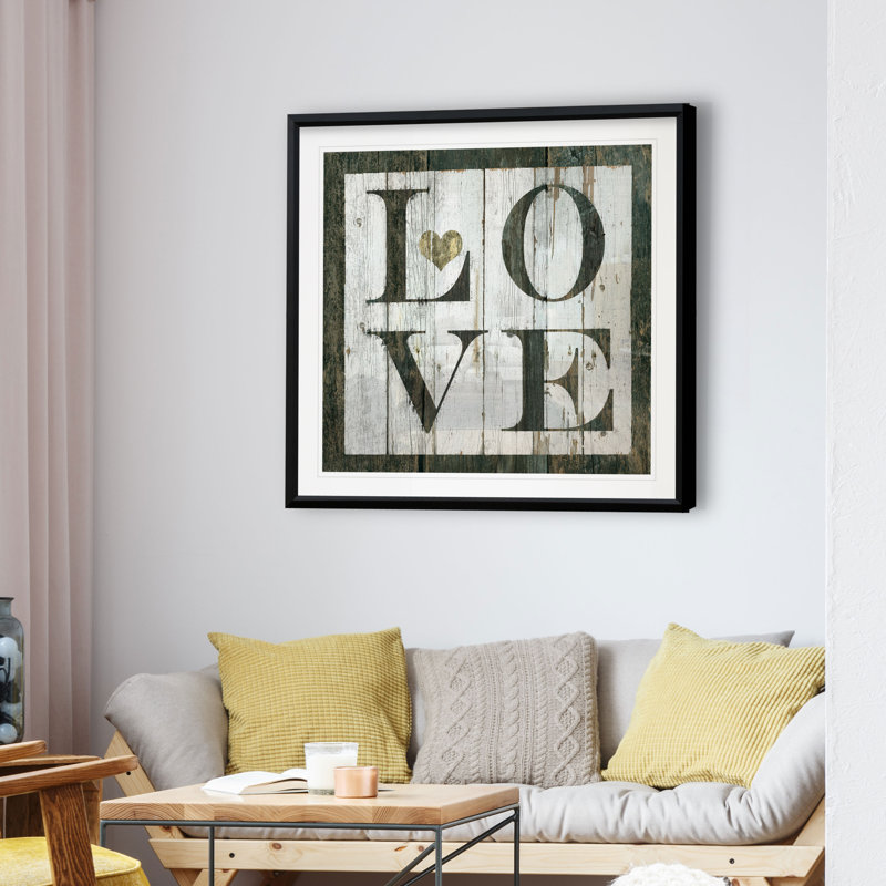 «Love», reproduction d'art textuel, H 30,5 po x l 30,5 po x P 1,5 po, Cadre plastique noir