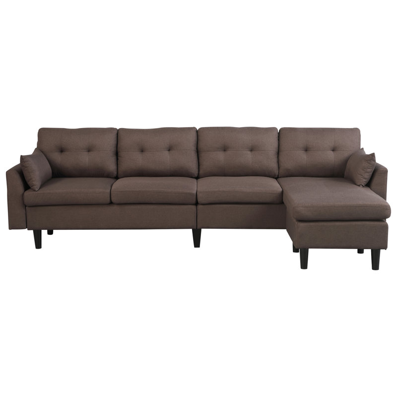 Canapé modulaire réversible en lin 50,4 po, Brun