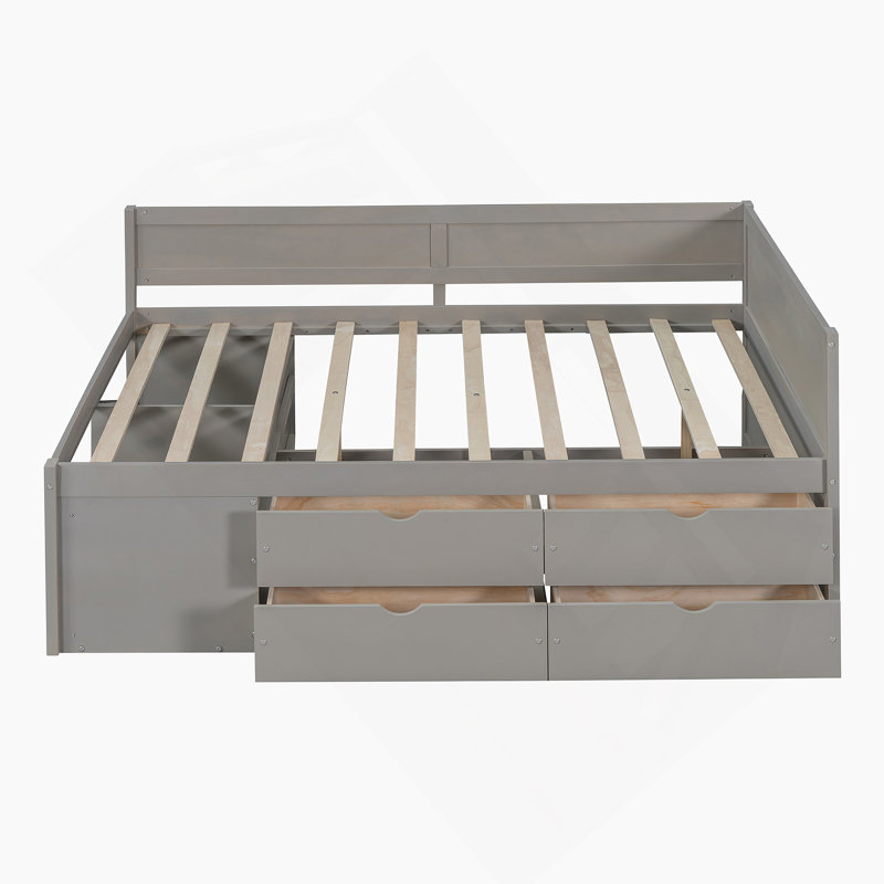 Full Size Daybed With Drawers And Shelves, Perfect For Space-Saving And Versatile Storage In Modern Homes, Full, Gray