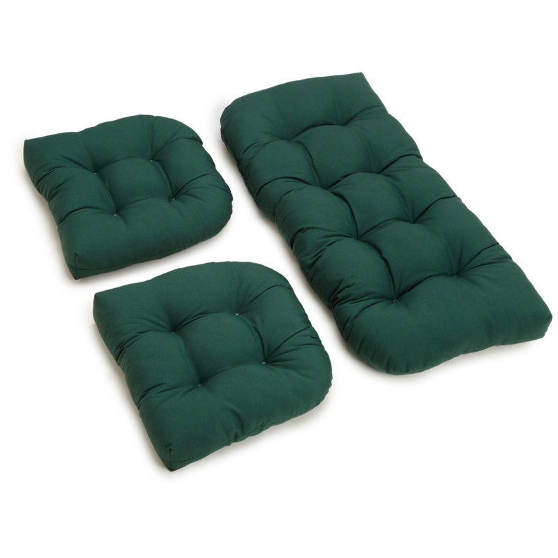 Indoor 5'' Loveseat Seat Cushion, Velours vert forêt