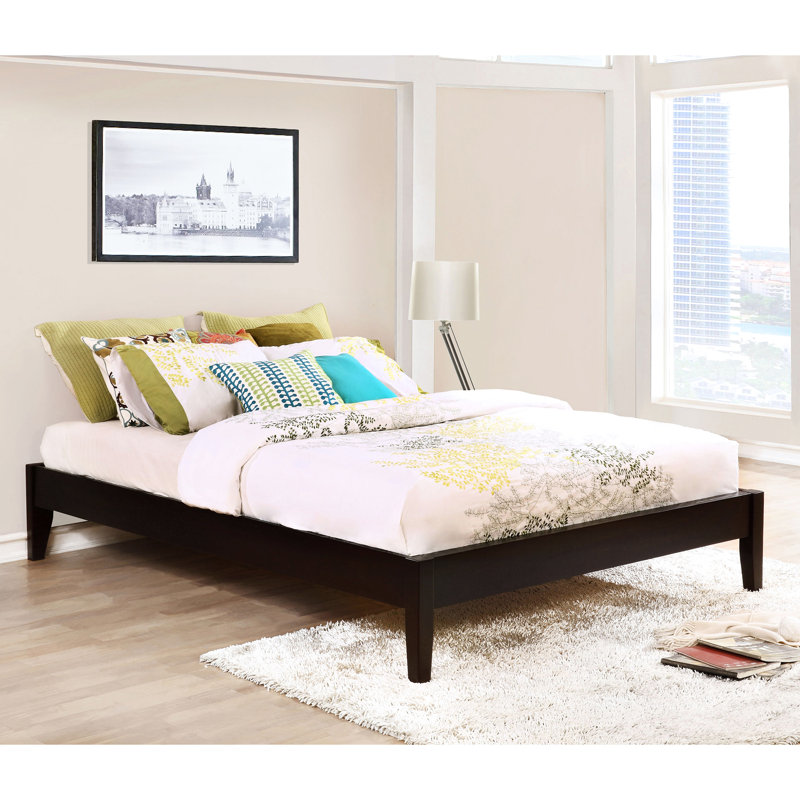 Cappuccino Eastern King Platform Bed With Transitional Character, Pine And Asian Hardwood Build, Slat System Of Style, Crafted From Hardwood, - Supported