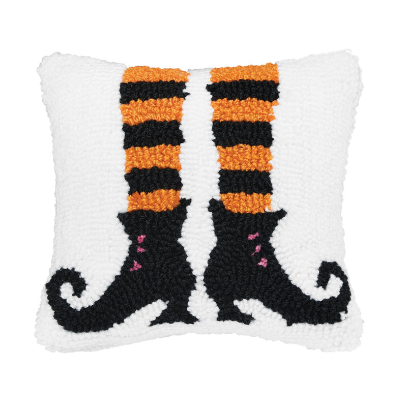 Witch Shoes Halloween Hooked Throw Pillow, Witch Shoes