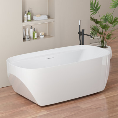 67" Freestanding Soaking Acrylic Bathtub