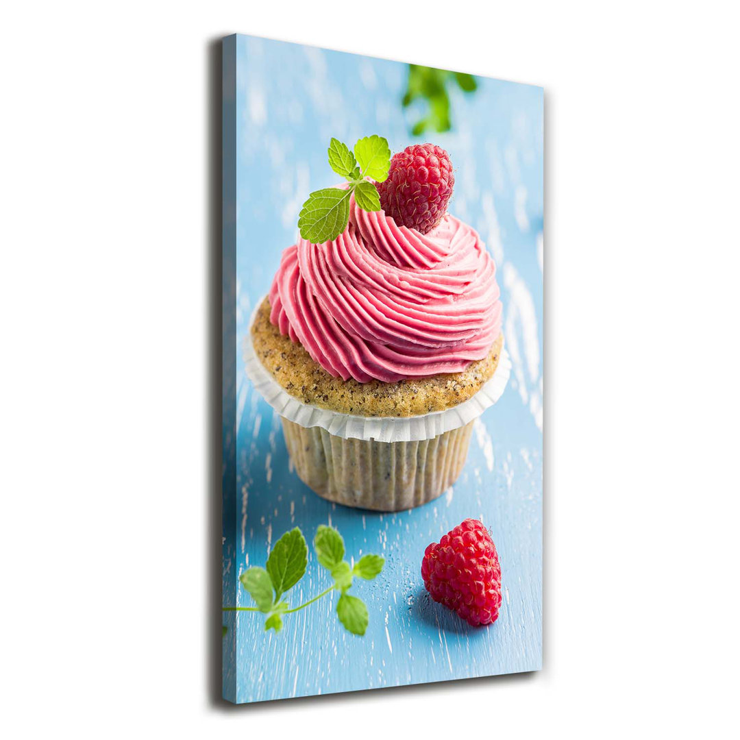 Himbeer Cupcake - Kunstdruck auf Leinwand