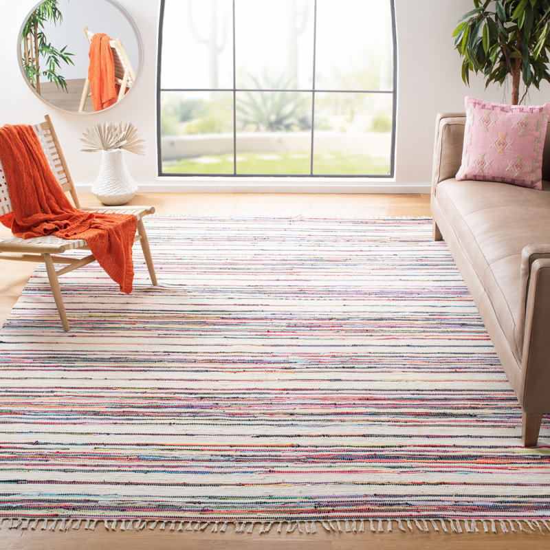 Burks Rug Hand Woven Cotton Abstract Rug, Rectangle 6' x 9'