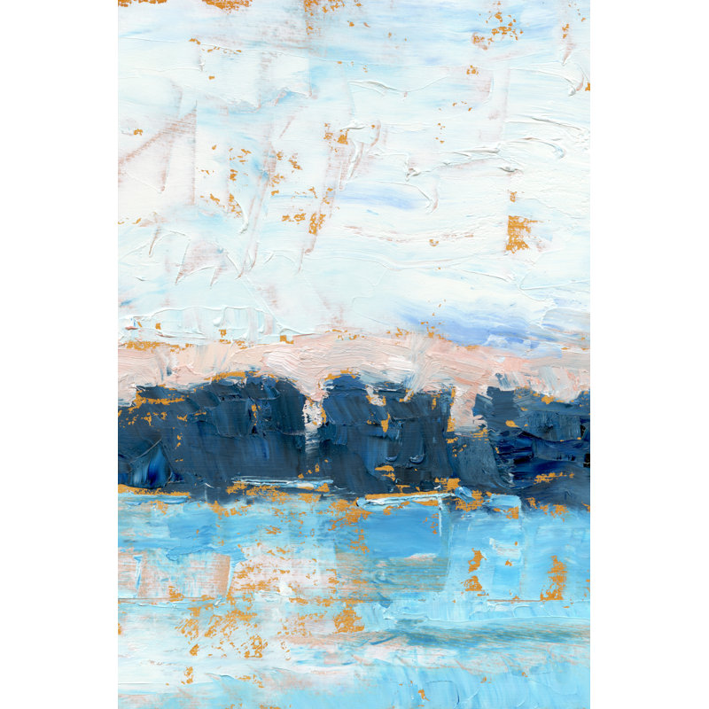 Indigo Treeline II - Painting on Canvas, Wrapped Canvas, 46cm H x 30cm W