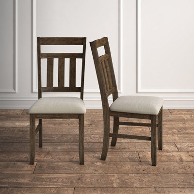 Helbert Slat Back Upholstered Solid Wood Frame Side Chair (Set of 2)