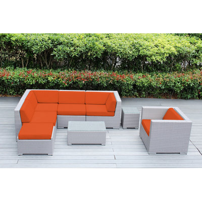 6 - Person Wicker Seating Group with Cushions - No Assembly