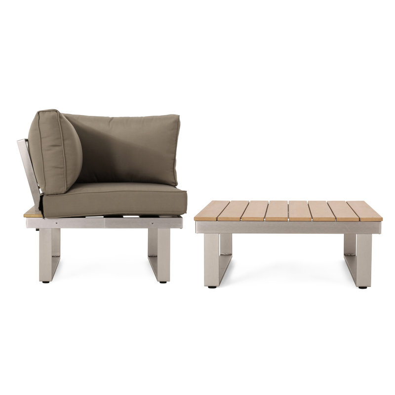 Table de coin et table basse en aluminium kaki, P 30,04 po, l 26,72 po, aluminium kaki massif 46,01 lb, profond, large, haut