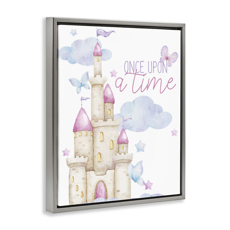 Il était une fois le cadre flottant du château, design par Kim Allen, H 21 po x l 17 po, Cadre flottant gris lustré