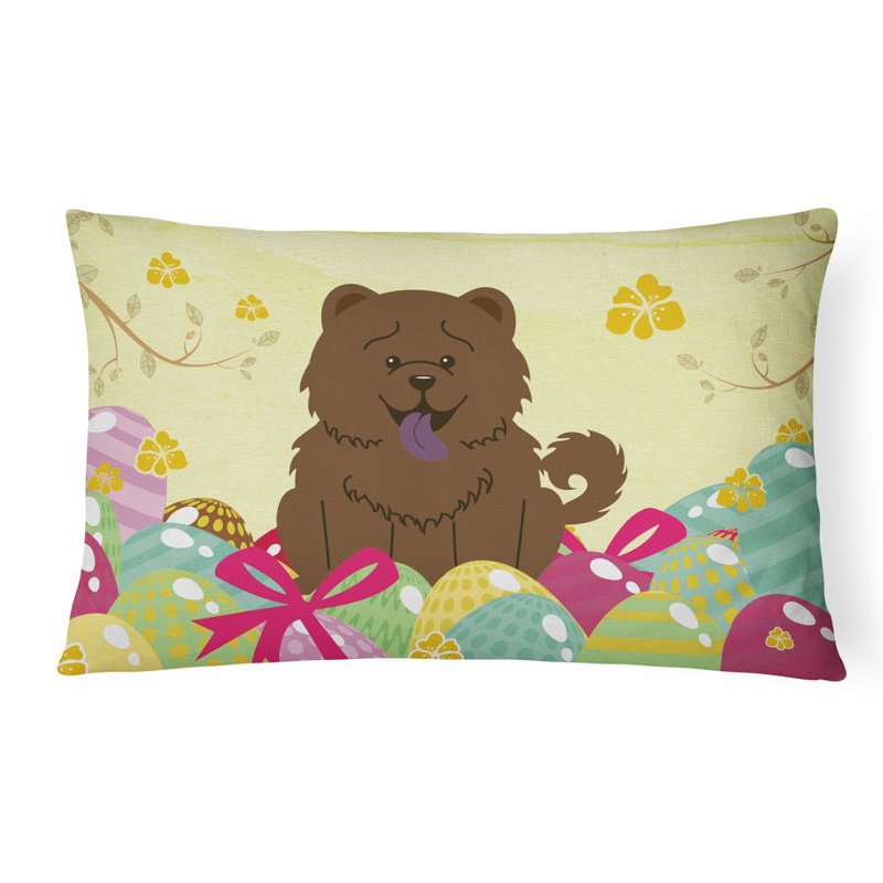 Easter Eggs Rectangular Chow Chow Lumbar Pillow, Chocolate