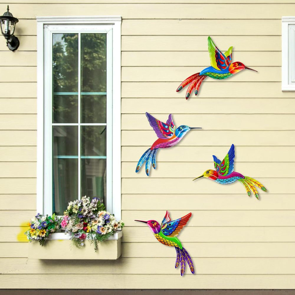 Winston Porter 4Pack Metal Hummingbird Wall Art Outdoor Decor, 3D