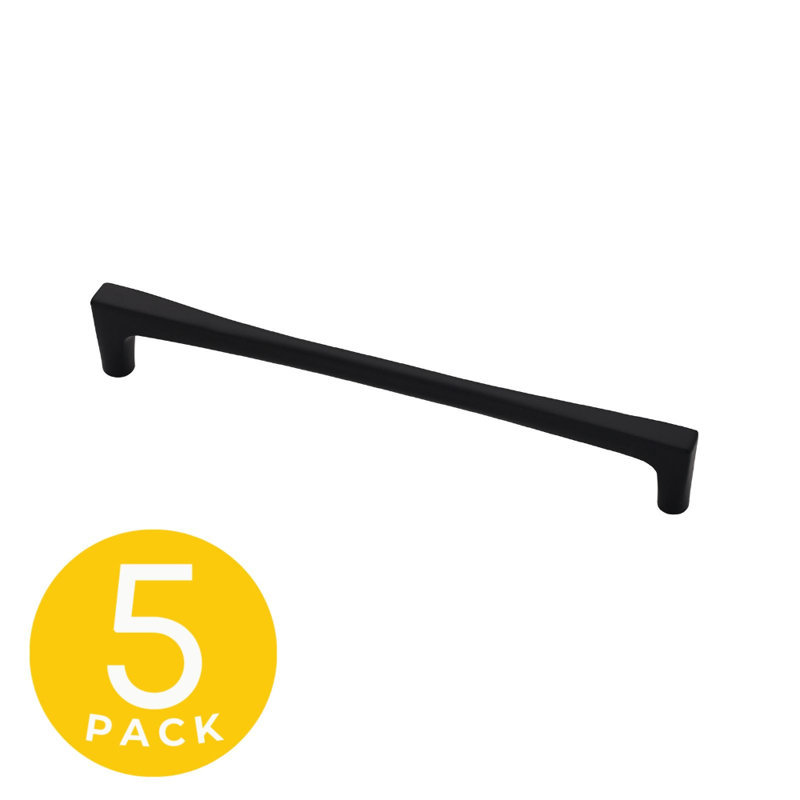 Comet Series 7-1/2 in. (192 mm) Center-to-Center Modern Cabinet Handle/Pull (5 Pack), Black