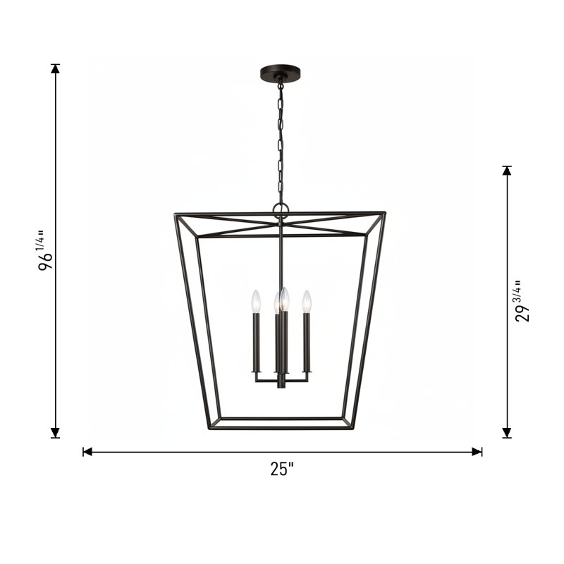 Ellen Degeneres Viota 4 Light Dining Room Entry Hallway Pendant, 96.25" H x 25" W x 25" D, Casted Gild