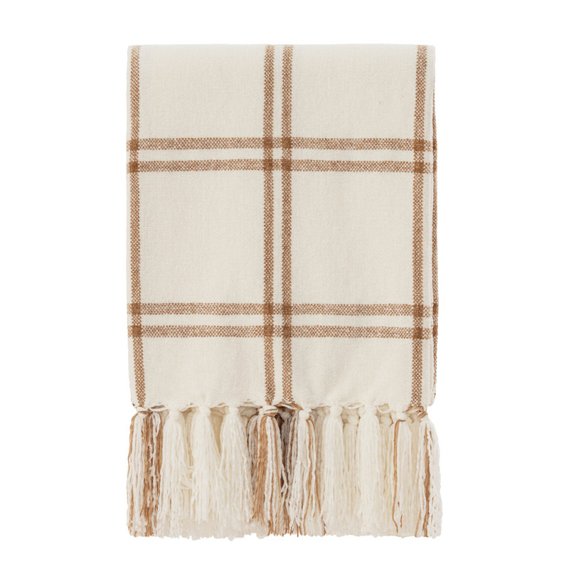 Jeté en chenille douce, L 80 po x l 60 po, Crème / carreaux beige