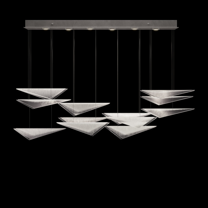 Luminaire suspendu Volo, Argent argent, 6 lumières, Transparent linéaire