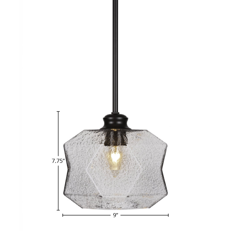 Luminaire suspendu 1 tige Rocklin, Coloré / noir, Noir mat