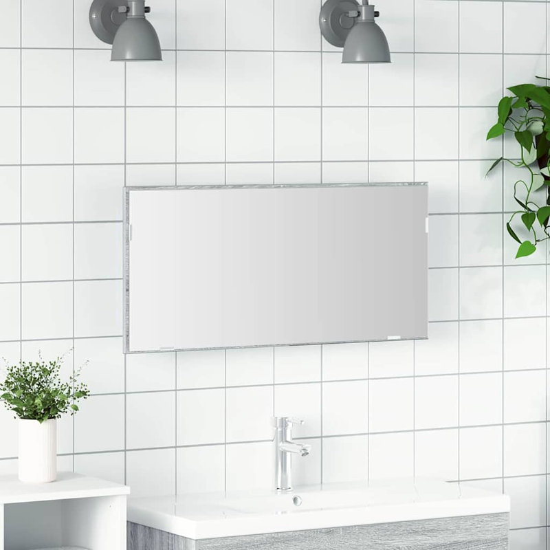 Bathroom Mirror 80 X 8.5 X 37 Cm Engineered Wood, Grey Sonoma