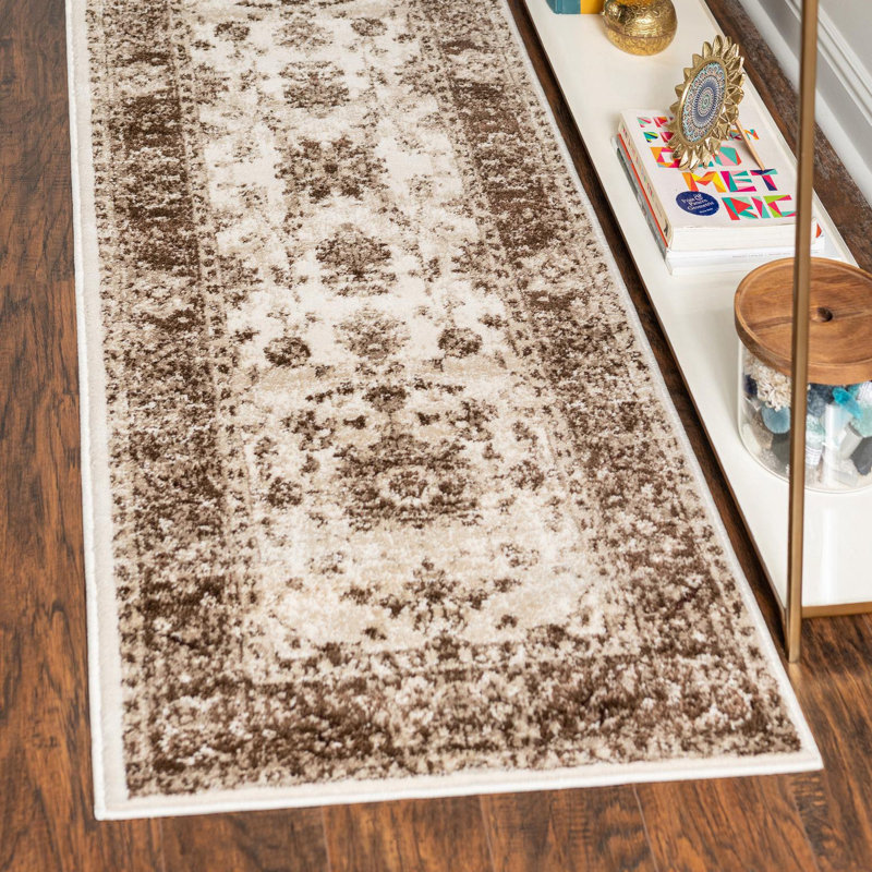 Tapis crème Anah, Tapis de couloir 2 pi x 7 pi 1 po