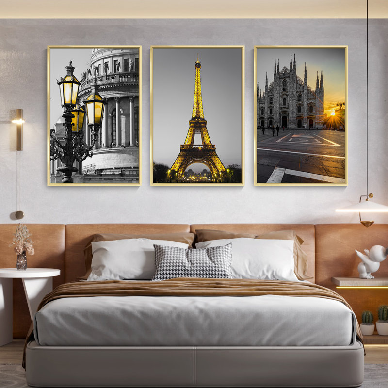 Contrast aluminium encadré, ensemble de 3 reproductions d'art encadrées sur toile, H 24,3 po x l 48,3 po x P 1,65 po
