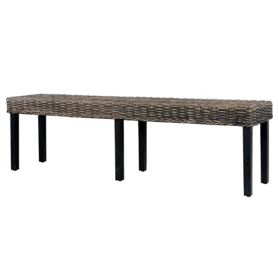 Bench Kitchen Dining Bench Natural Kubu Rattan and Solid Mango Wood