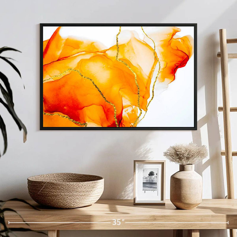 Blairs orange déversement, 25 po x 17 po, Cadre flottant noir