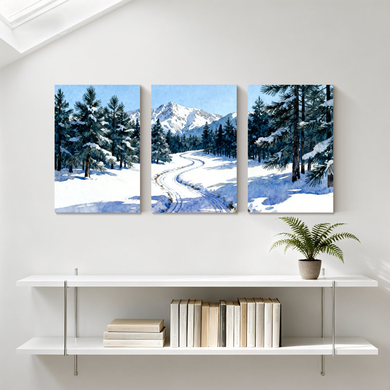Ensemble de 3 impressions sur toile, paysage d'hiver, H 24 po x l 48 po