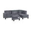 Canapé modulaire 3 pièces en velours côtelé gris foncé avec méridienne et rangement pour une maison contemporaine confortable
