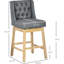 Tabouret de bar de 30 po de hauteur, pivotant à 180 degrés, de 2, gris avec repose-pieds en bois massif et dossier à 2 po, gris