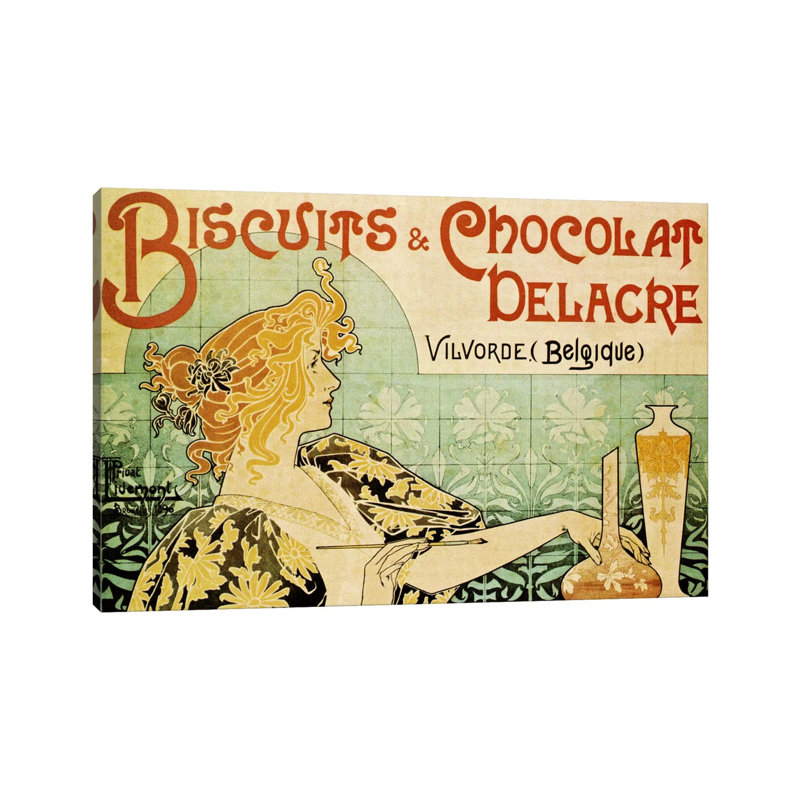 Delacre Biscuits & Chocolat Vintage Poster by Henri Privat-Livemont - Wrapped Canvas Print, 20.32 cm H x 30.48 cm W