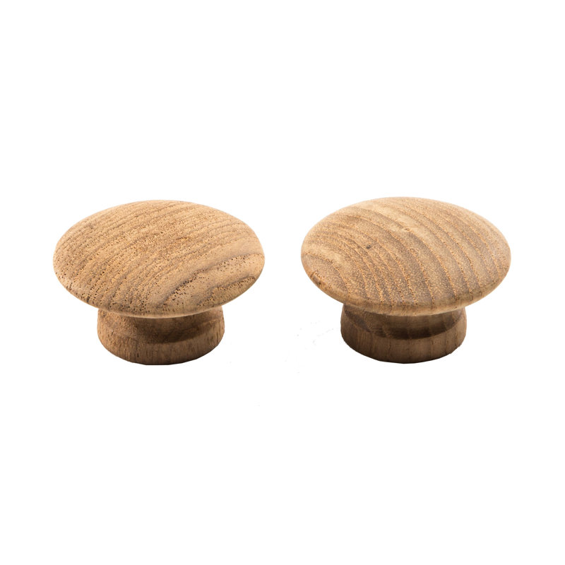 Ensemble de deux boutons de tiroir ronds classiques en bois brun