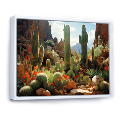 Cactus vert en fleurs au Nevada - Art mural floral cactus
