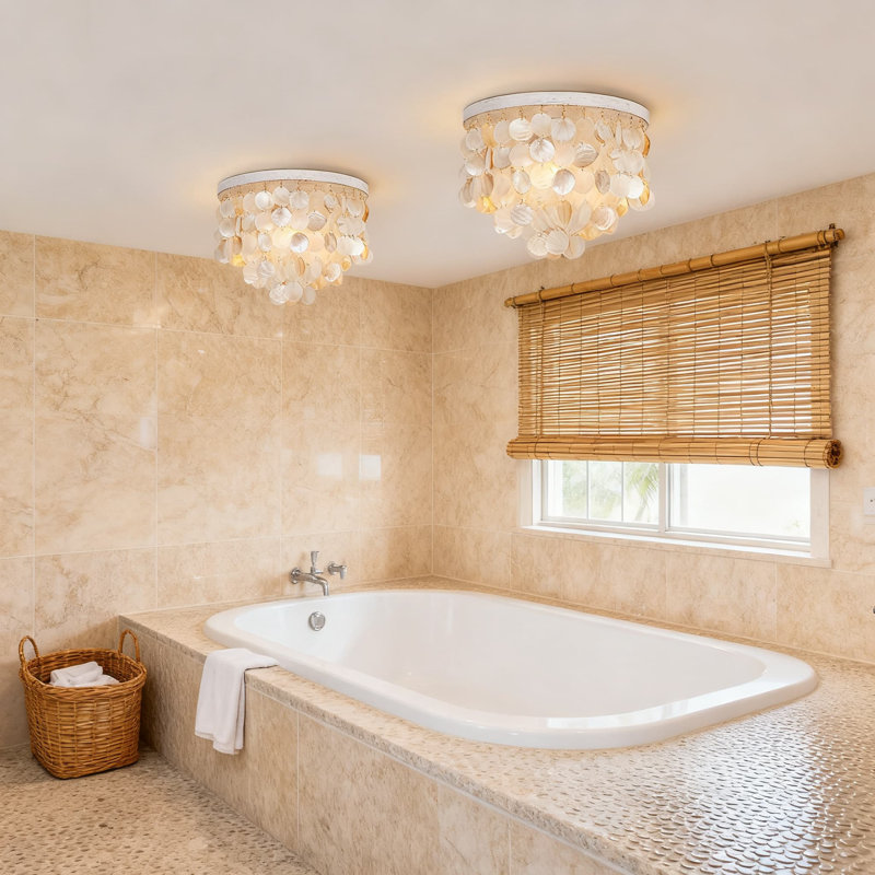 Plafonnier encastré avec lustre décoratif à 3 lumières Shell pour lustre Shell