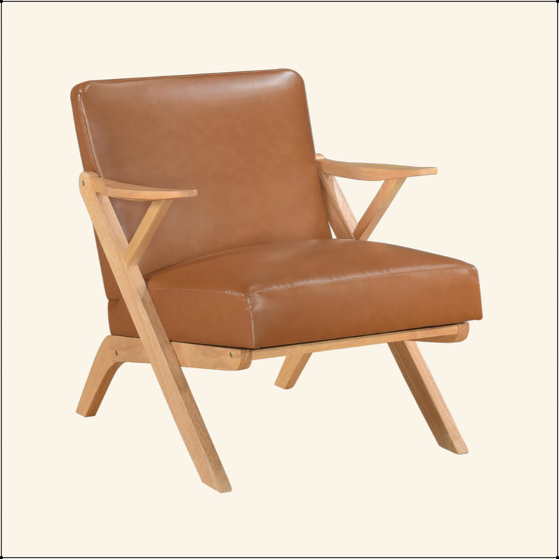 Chaise d'appoint en similicuir, Brun / Naturel