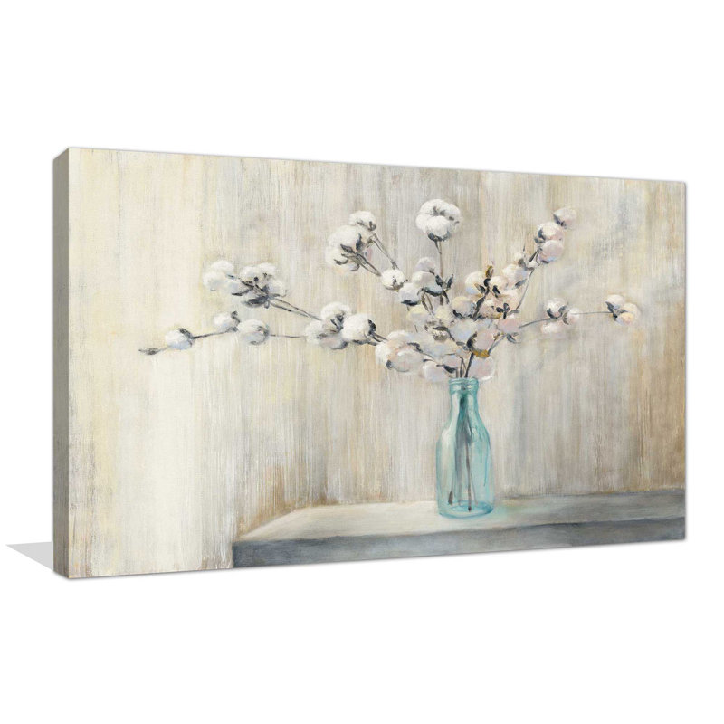 «Cotton Bouquet», reproduction de peinture acrylique, H 36 po x l 60 po x P 1,5 po, Toile tendue